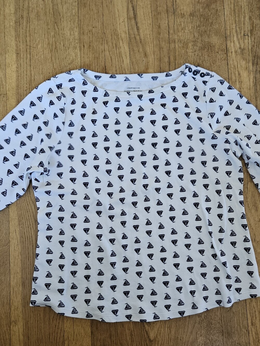 Charter Club Nautical Sailboat Tee M